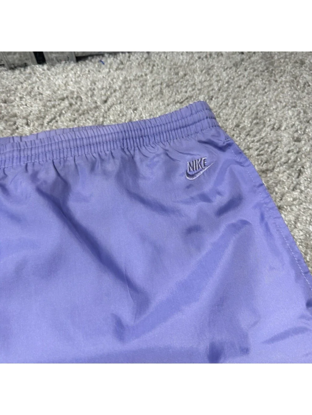 Vintage 90s Nike Nylon Track Pants Womens L Purple Ankle Zip Windbreaker VTG